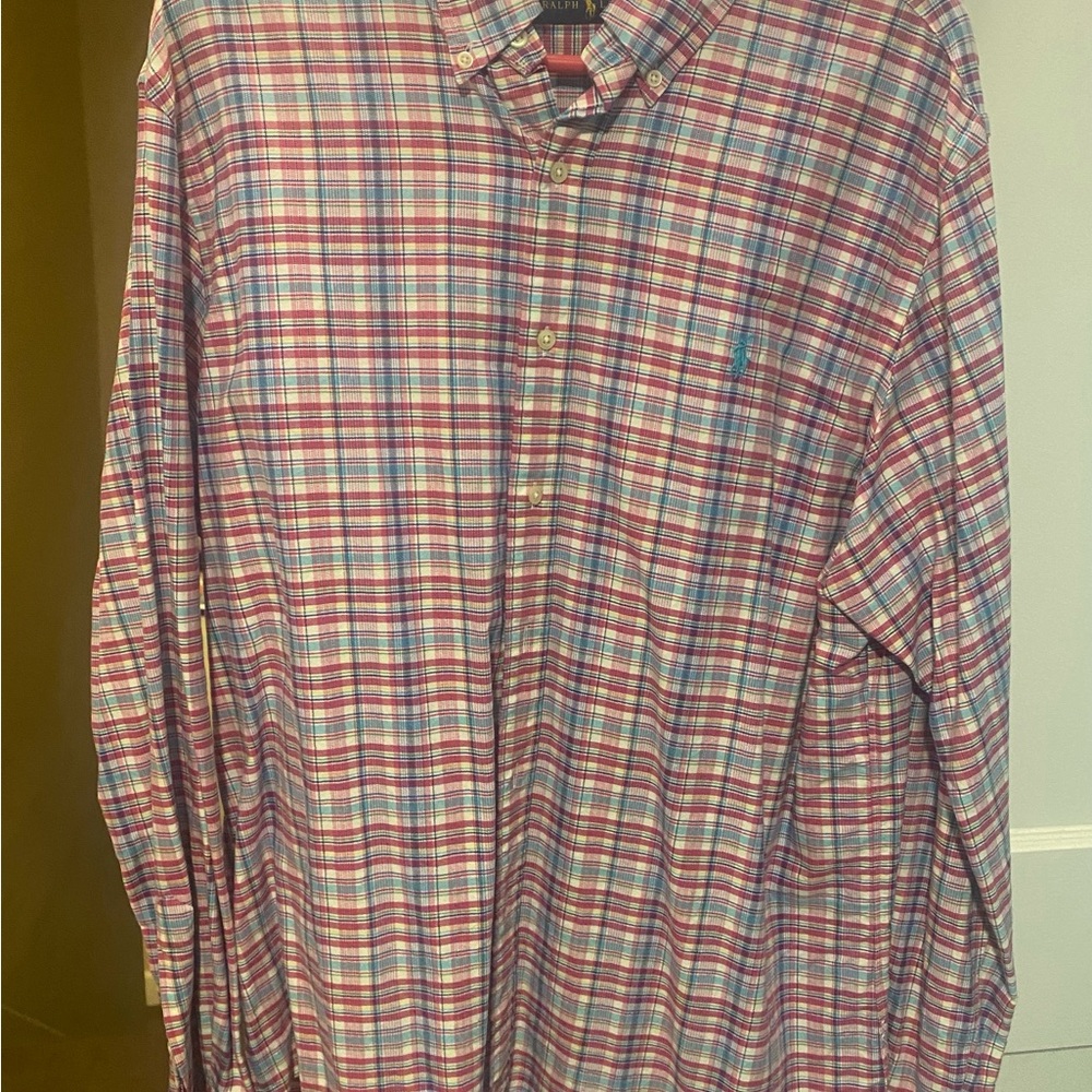 Ralph Lauren Red and Blue Casual Button Down Shirt